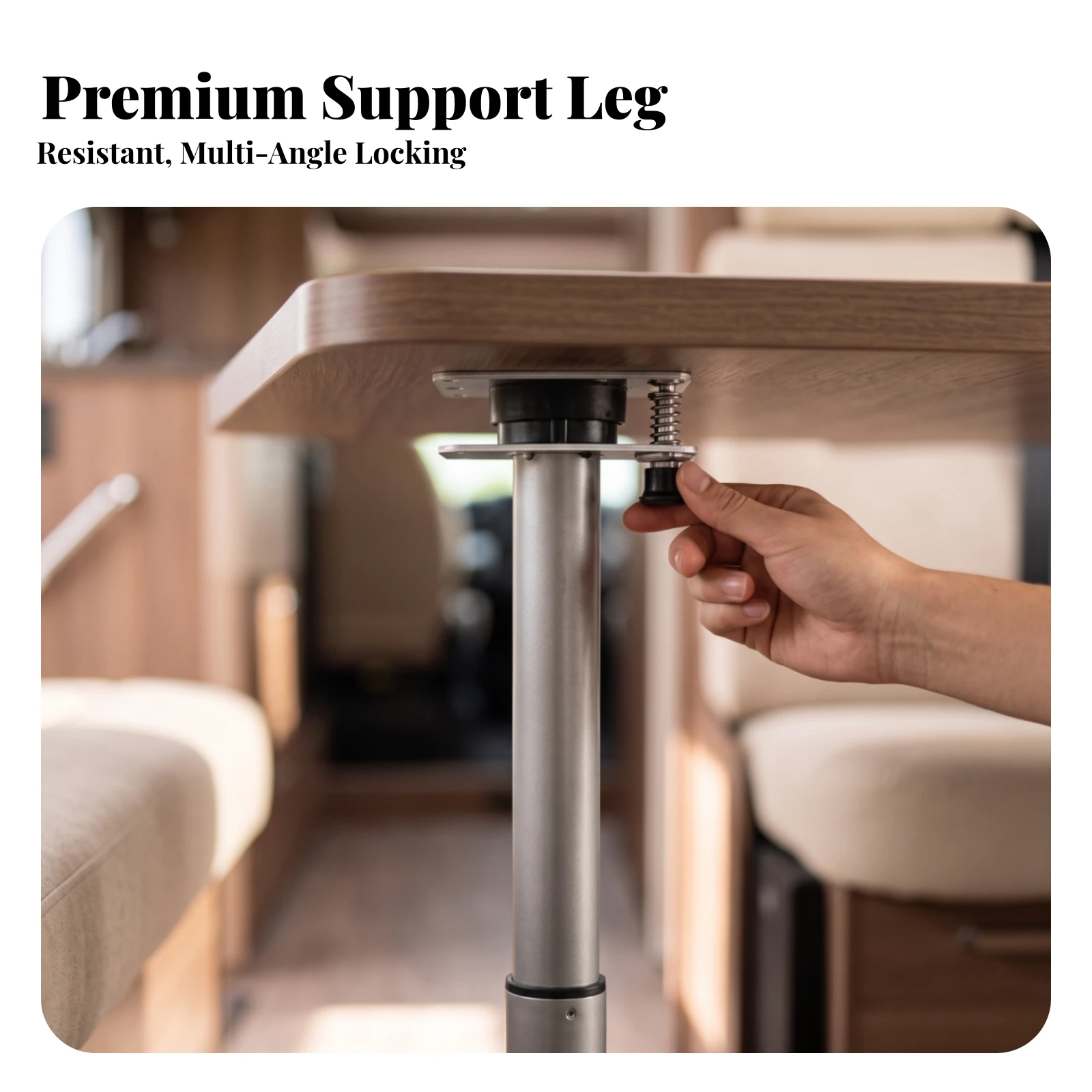 RV Table Leg Corrosion Resistant Table Leg with Mounting Plate Support Tube with Locking Mechanism Heavy Duty Hardware
