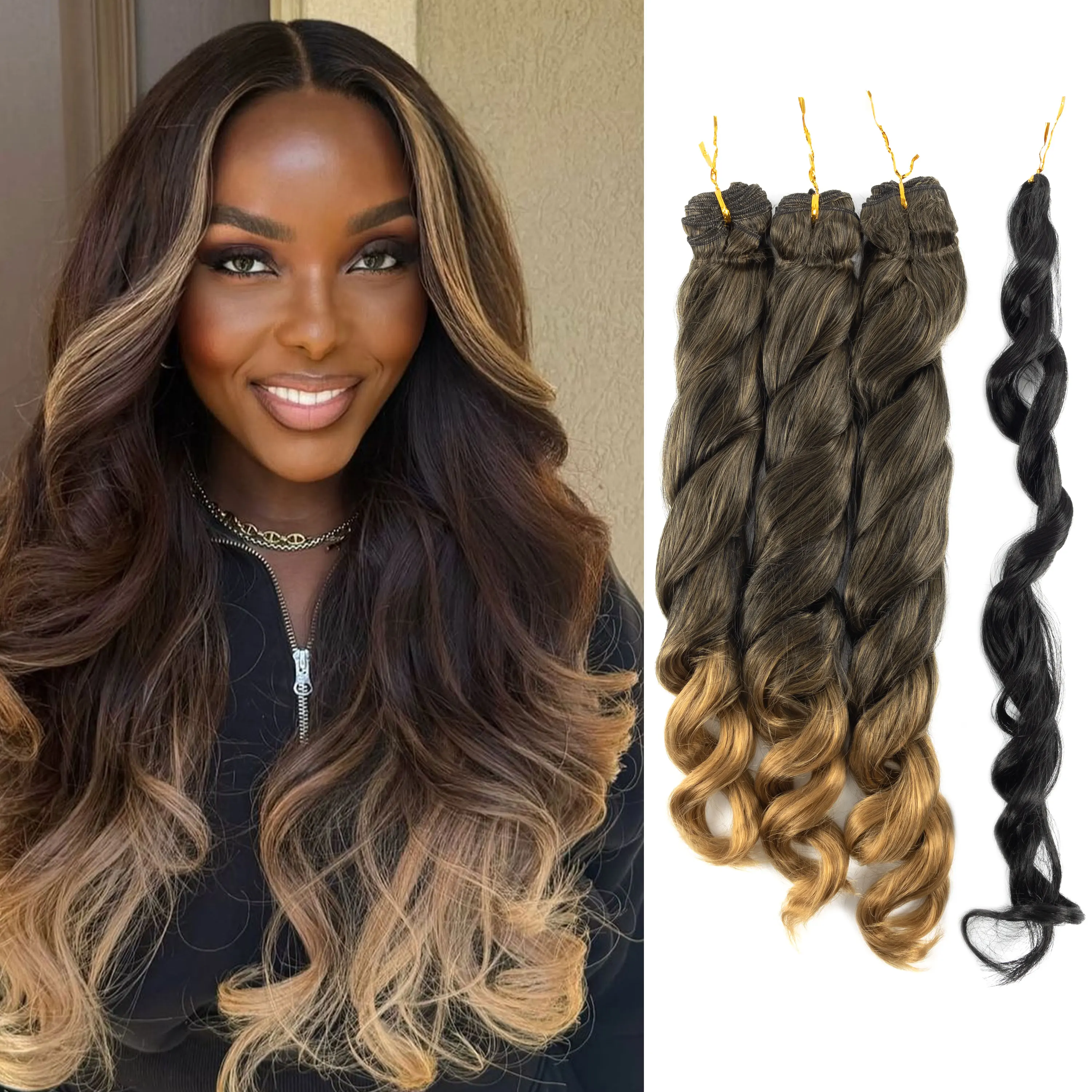 

ANNA 255g Loose Wave 4pcs & Braid Braiding French MT1B27# Curls Crochet Braid Curls Hair Extensions Crochet Hair for Women Hair