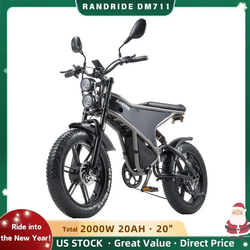 

DM711 2000W Dual Motor RANDRIDE DM711 Off-Road E-Bike 20x4.0Inch Fat Tires 48V 20Ah Battery Electric Bike US Ready Stock