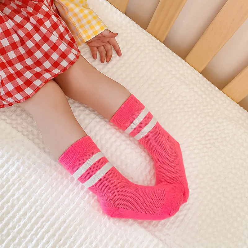 Girls Boys Socks Fluorescente Cool Spring Summer 4 Pairs/Bag Thin Socks Kids Mesh With Holes Baby Infant Cotton Socks 1-12T image 4