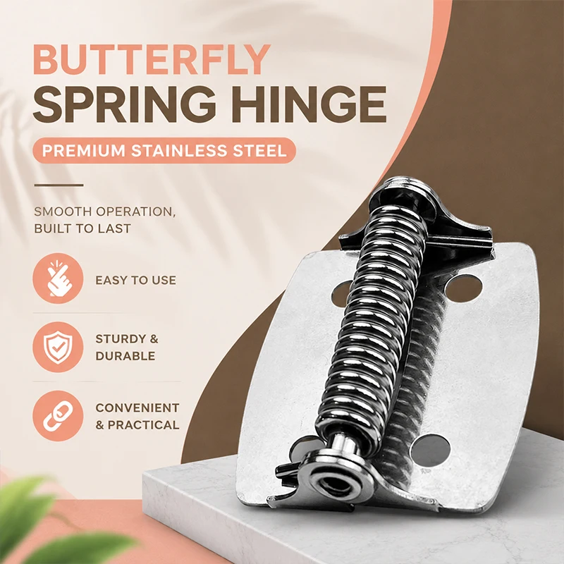 Stainless Steel Self-Closing Spring Hinge Butterfly Type Automatic Return Door Closer for Screen Door Window Flat Pivot