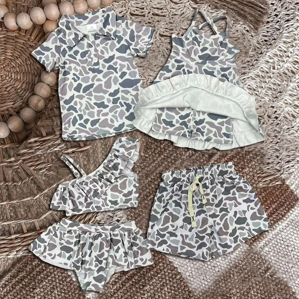 

z823-11 GSD2308 girl dresses baby girl clothes Matching camouflage yoga dress Wholesale Summer Boutique kids clothes girl