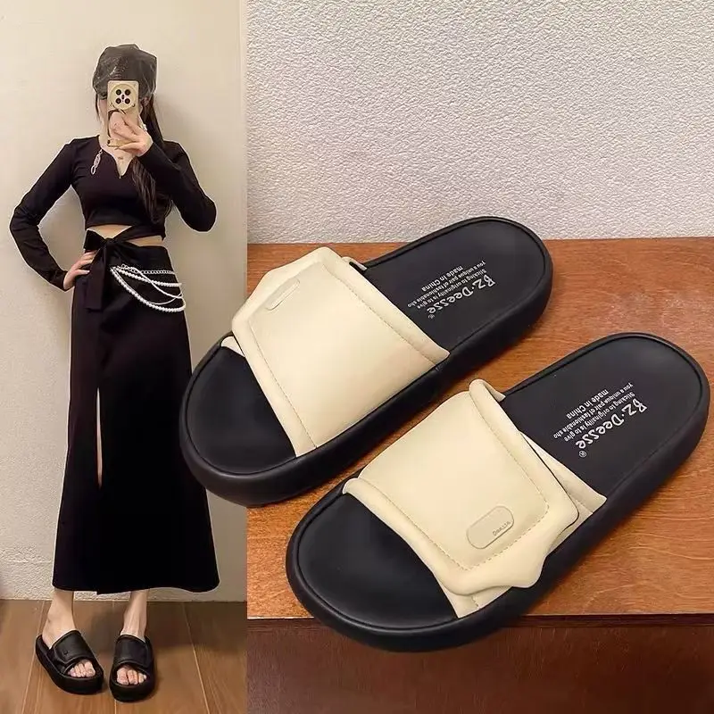 شباشب رائعة بنعل سميك للنساء، نعل ناعم كاجوال، متينة وجميلة للتسوق في الهواء الطلق