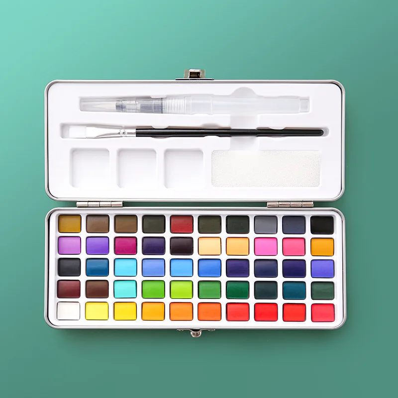 

Professional 50 Color Solid Watercolor Palette, Compact Travel-Friendly for Nail Drawing & Painting Projects