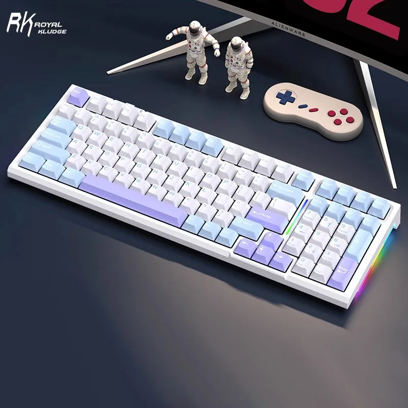 RK R98 Wireless Mechanical Keyboard Bluetooth Thri Mode 99 Key Hot Swap Office Keyboard Gasket Structure Rgb Light Game Keyboard