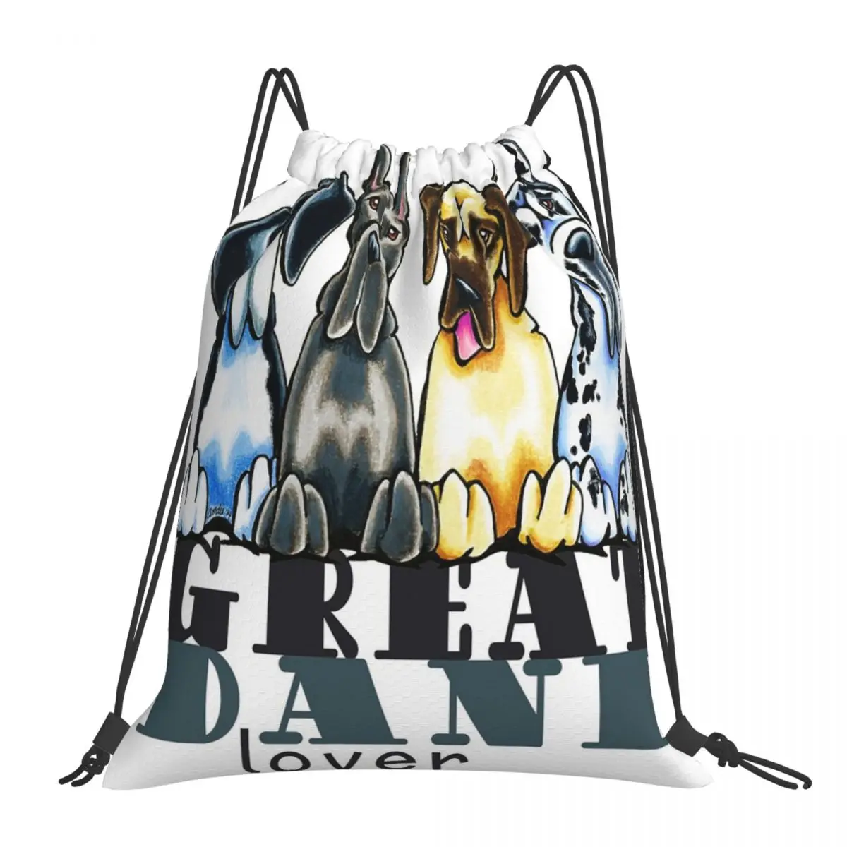 

Great Dane Lover Backpacks Casual Portable Drawstring Bags Drawstring Bundle Pocket Sports Bag Book Bags For Travel School