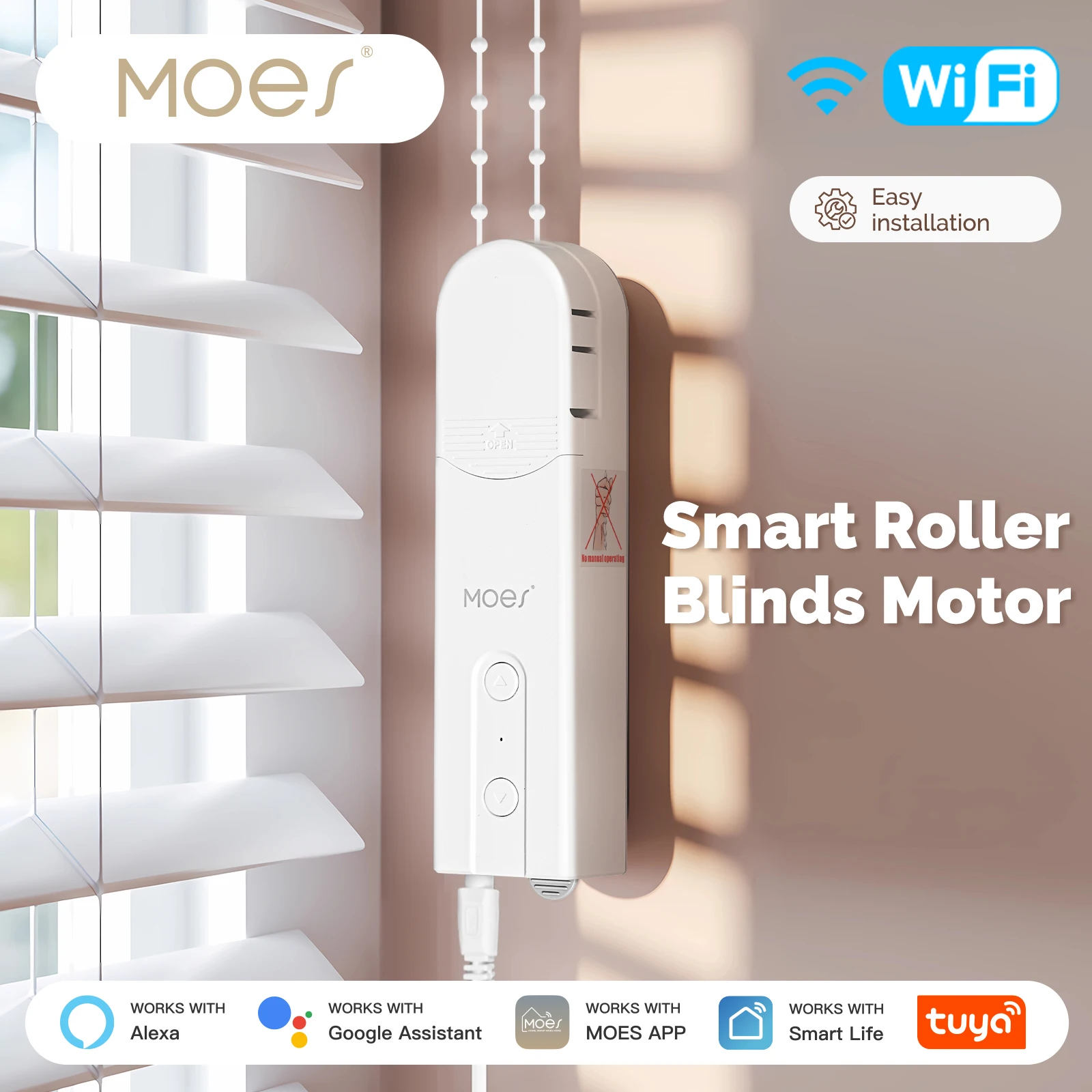MOES Smart WiFi Roller Shades Motor Tuya Electric Automatic Blinds Drive Chain Puller Remote Control via Alexa Google Home