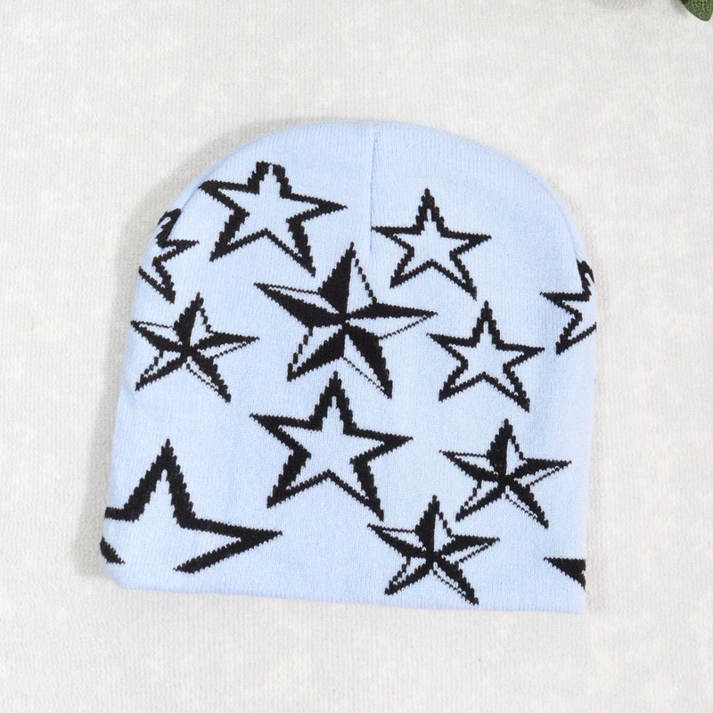 Hats Cap Knitted Pullover Wool Hat Caps Star Printed Warm Hat Hip-hop Beanie Street Punk Winter Knitted Cap Gothic Unisex