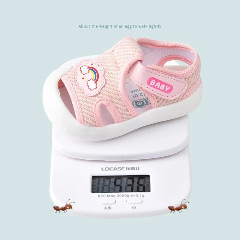 J15U صندل للأطفال أحذية لينة وحيد للأطفال الصغار قابلة للتنفس أحذية مشاية أولى شبكية هوائية مانعة للانزلاق من 1 إلى 3 سنوات