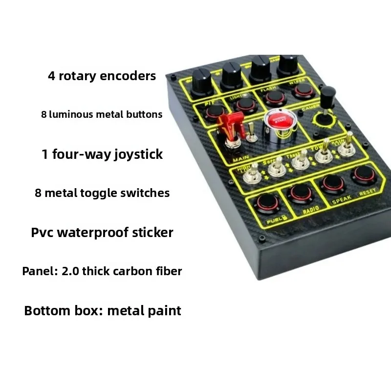 Multifunctional Racing Simulator Control Box Plug&Play USB Operation Panel Custom Shortcut Knob Button Module for PC Racing Game