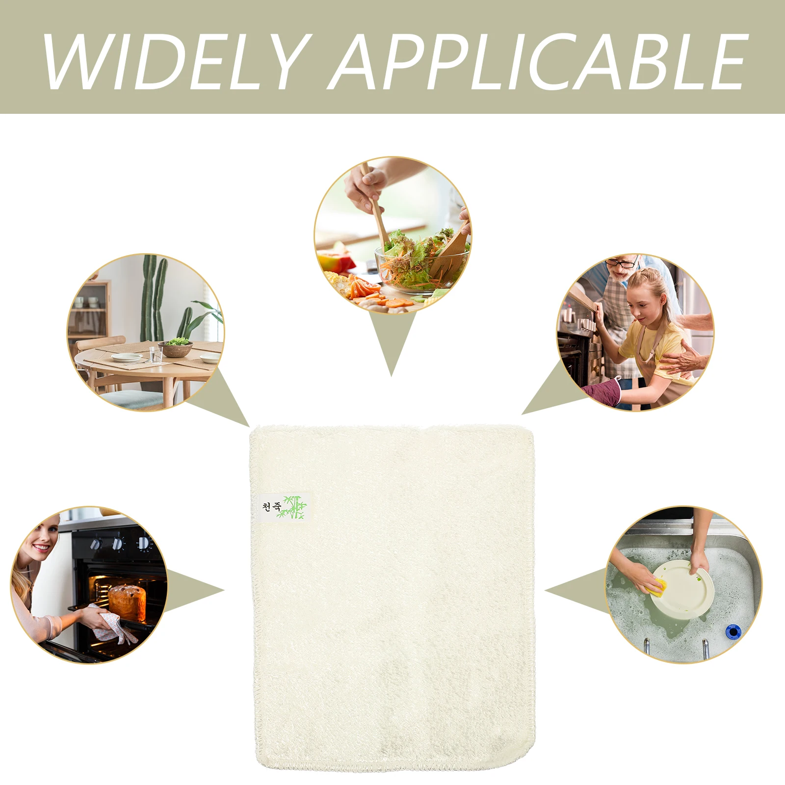

10pcs Bamboo Fiber Dishcloth Kitchen Towels Reusable Washable Microfiber Cleaning Sponges Water Absorbent Products