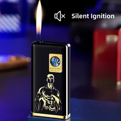 2024 Creative True Color Shell Silent Button Open Fire Gas Lighter Replaceable Battery Lightweight Portable Electric Lighters