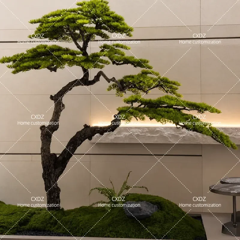 Simulated Welcome Pine Large Fake Tree Bionic Green Plant for Indoor Outdoor Landscaping Window Decoration Artificial