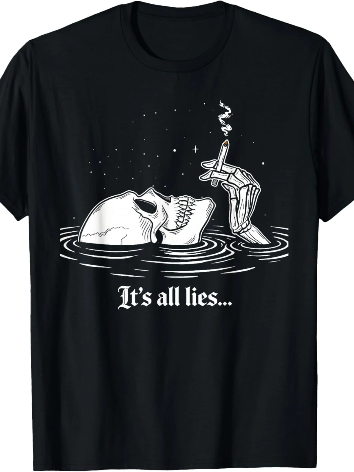 [Smoking Skeleton Graphic T-Shirt] Men's & Women's Funny Smoking Skeleton Graphic T-Shirt - 