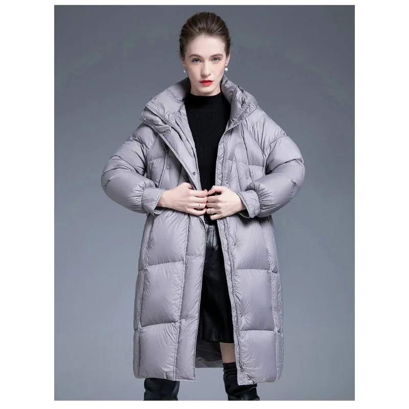 여성용 럭셔리 브랜드 고품질 화이트 덕 다운 패딩 재킷 겨울용 따뜻한 다운 재킷 후드 두꺼운 방풍 스노우 재킷 트렌드