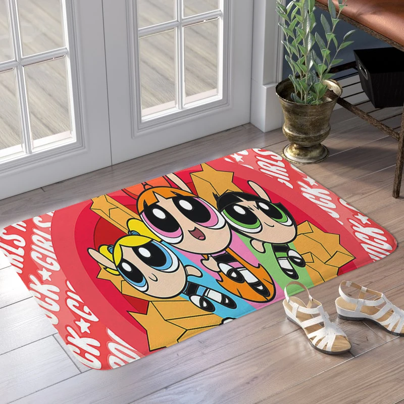 Entrance Door Doormat The D-Powerpuffs Girls Porch Foot Mat Non-slip Corridor Carpet for Kitchen Slip-resistant Bathroom Rug