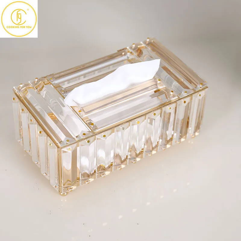 Family Seat Type Rock Crystal Tissue Boxes Living Room Tea Table Restaurant Multifunctional Creative Napkins Tissue Storage Box