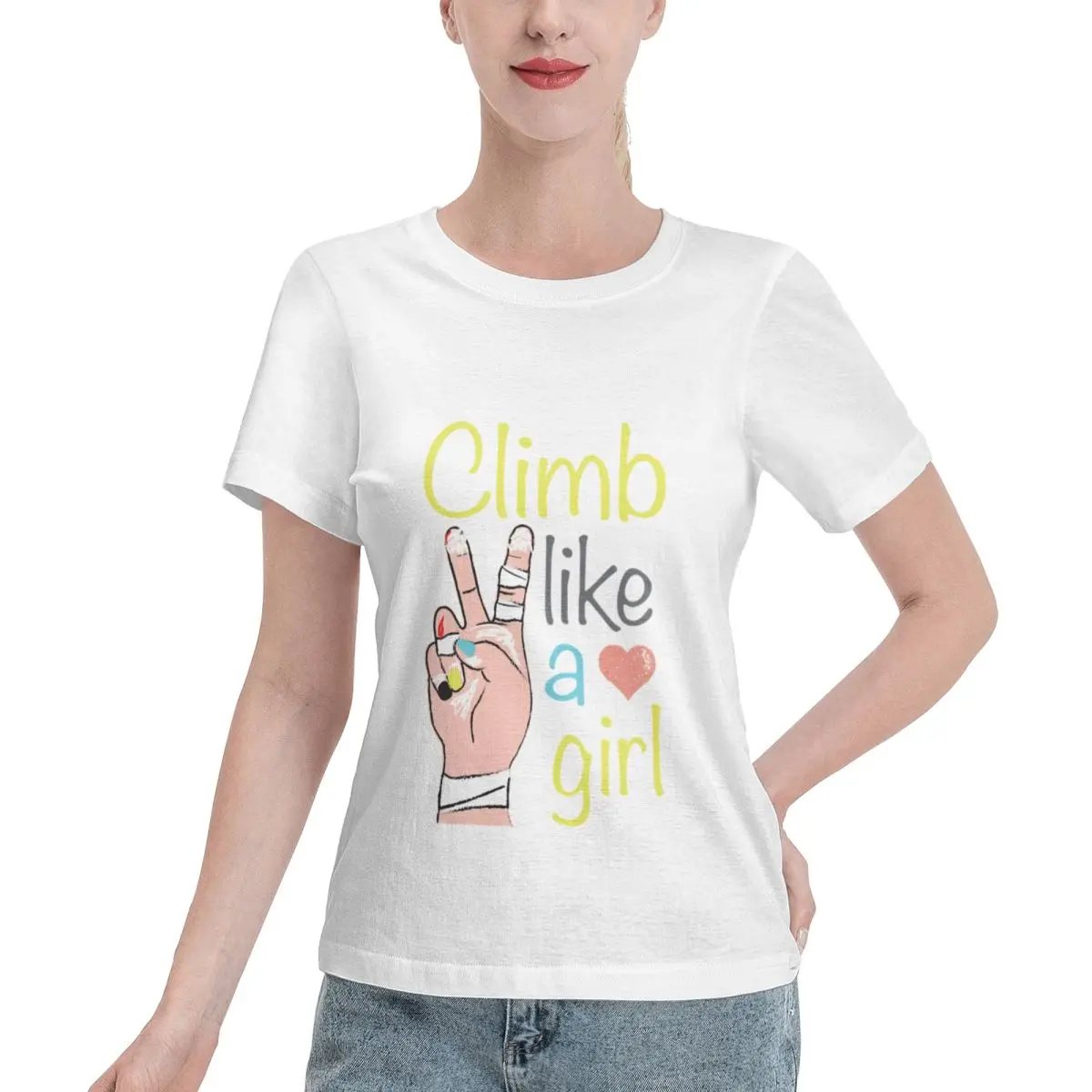 All Body Type Climb Like A Girl Women's T-shirt Night Out Minimalist Tshirt