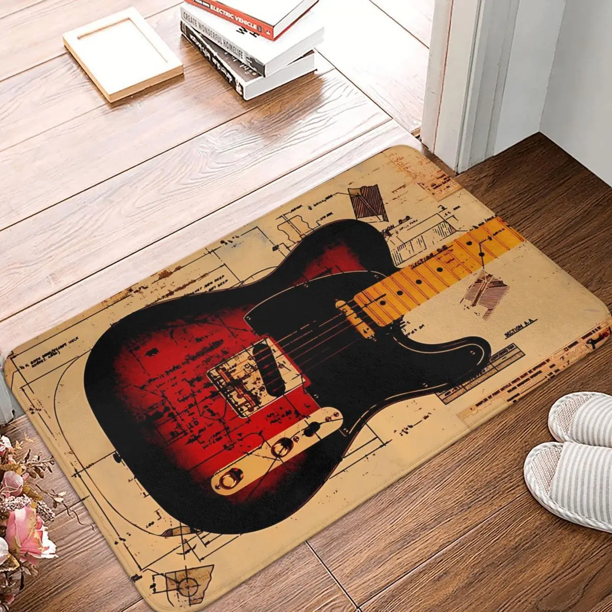 Telecaster Guitar Non-Slip Carpet Doormat Bedroom Kitchen Mat Welcome Decoration Rug