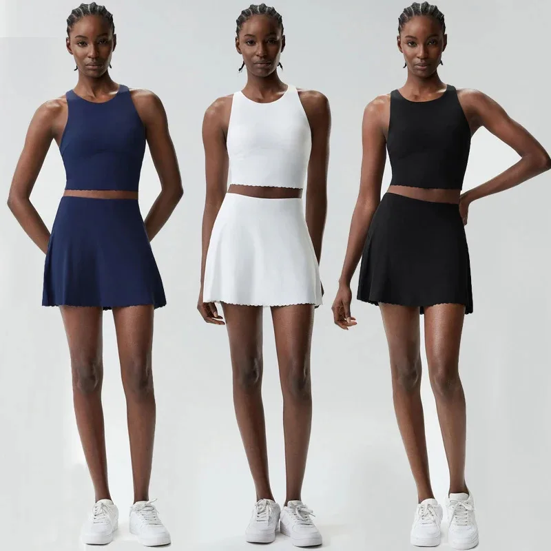 

Комплект для фитнеса и йоги SharpStar: дышащий быстросохнущий костюм для бега, влагоотводящий комплект с теннисной юбкой, 2 предмета