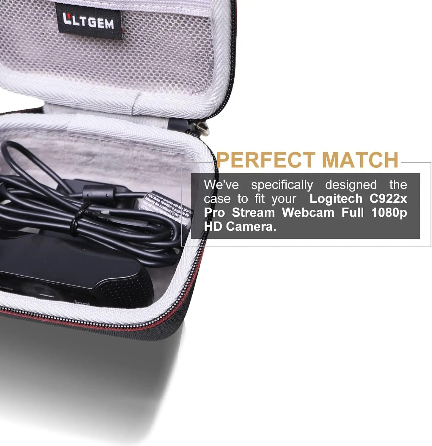LTGEM Hard Case for Logitech C922x / Brio / C920e / C922x Pro/Brio 101 / C920S HD Webcam - Travel Carrying Storage Bag