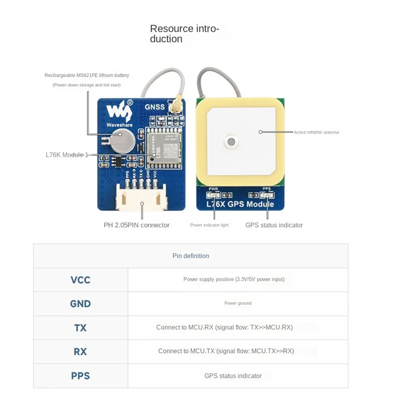 Waveshare L76K GNSS Module Supporting GPS/GLONASS/BDS/QZSS Multi Satellite System New Blue For Raspberry Pi/Jetson Nano/Arduino