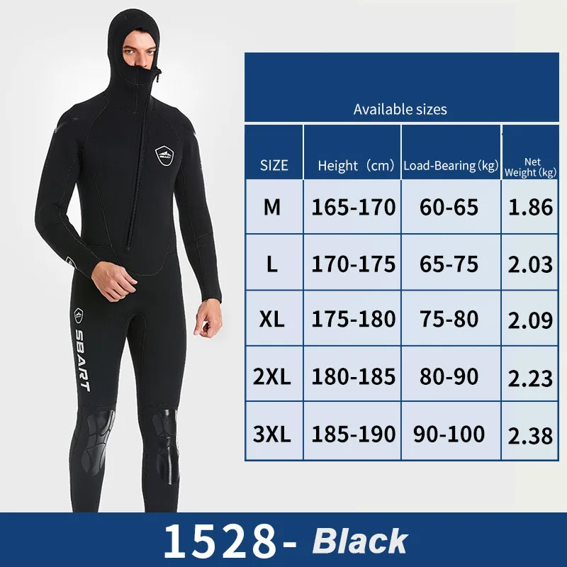 Oulylan 5MM Deep Dive Hunting Fish Winter Wetsuit Thickened Warm Hooded Men Diving Suit Swimming Equipment Swimsuit Wetsuit