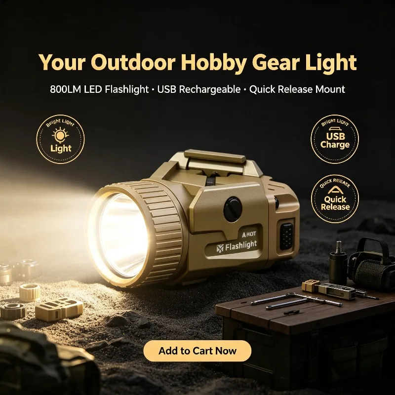 20MM Rail Quick Release Bracket Set Match 800LM USB Rechargeable LED Outdoor Flashlight
