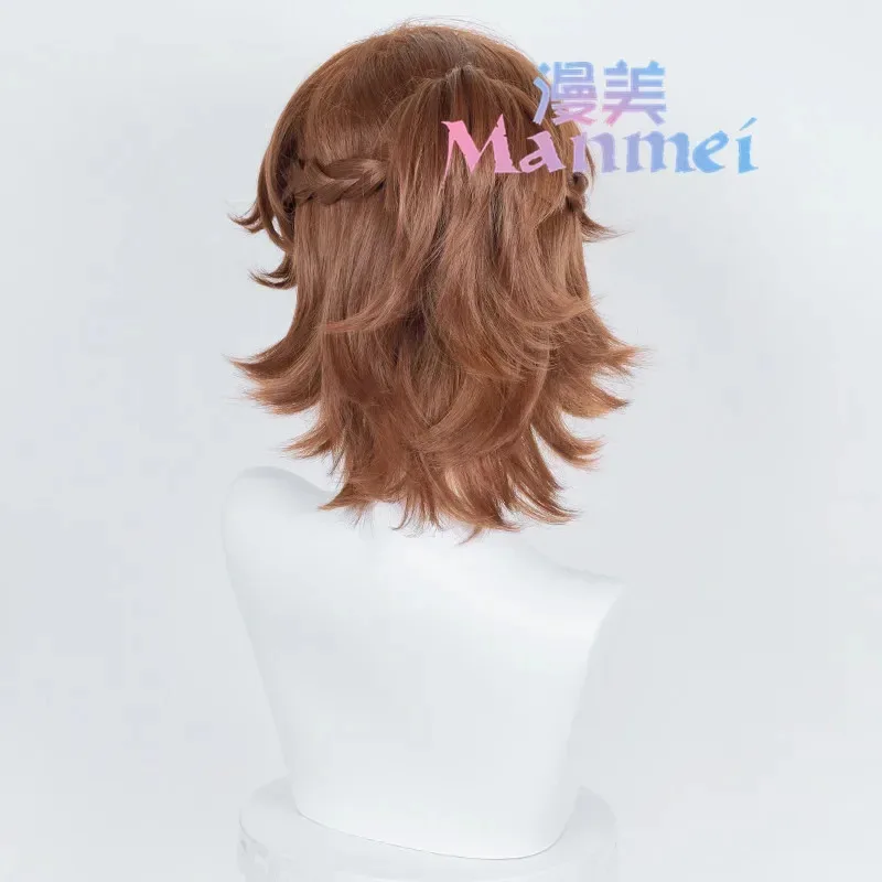 

aaa12 3Ensemble Stars Cosplay MaM Mikejima Madara Wig Brown Short Ponytail Idol Star Roleplay Synthetic Hair