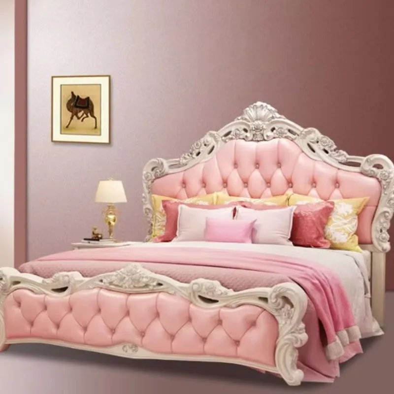 غرفة نوم إطار سرير أوروبي مصمم تخزين وحدات فاخرة على الطراز الأوروبي سرير الجمال منضدة Cama De Casal أثاث الشمال #4