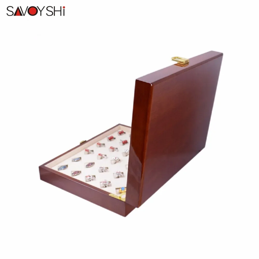 SAVOYSHI Brand 300*240*68mm 30pairs Capacity Luxury Cufflinks Box High Quality Painted Wooden Box Authentic Jewelry gift Boxes