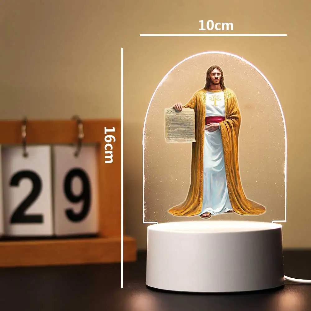 Jesus Night Light For Home Room Decoration Nightlight 3D With Crack Base Bedroom Decor