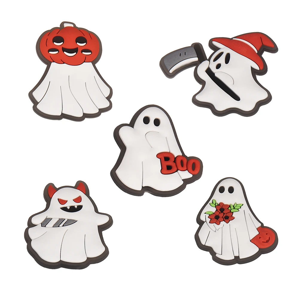 

5pcs Halloween Ghost Luminous Shoes Charms Accessories for Night Rides, Fluorescent Shoes Accesories,2 Types of Buttons