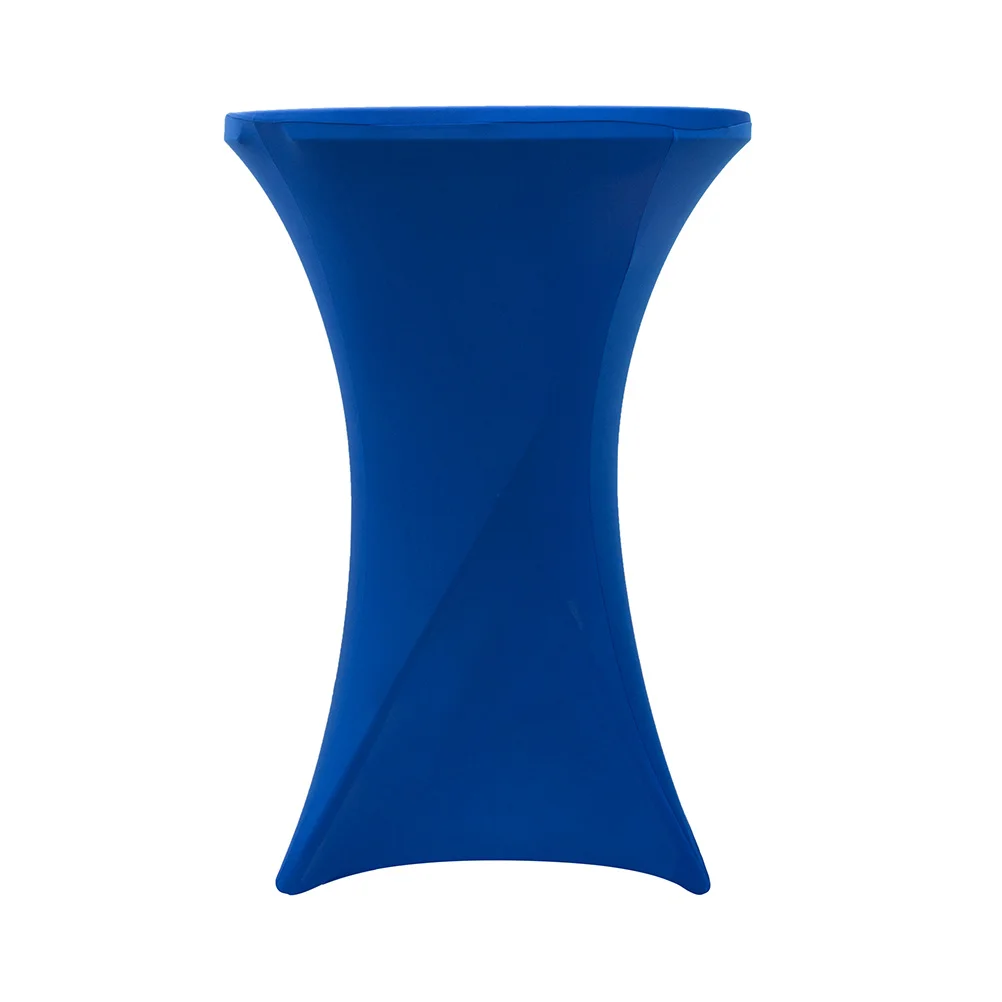 

Cocktail Round Spandex Table Cover Dark Blue Four-Way Stretch Tight Fitted Smooth Wrinkle Resistant Stain Resistant Outdoor