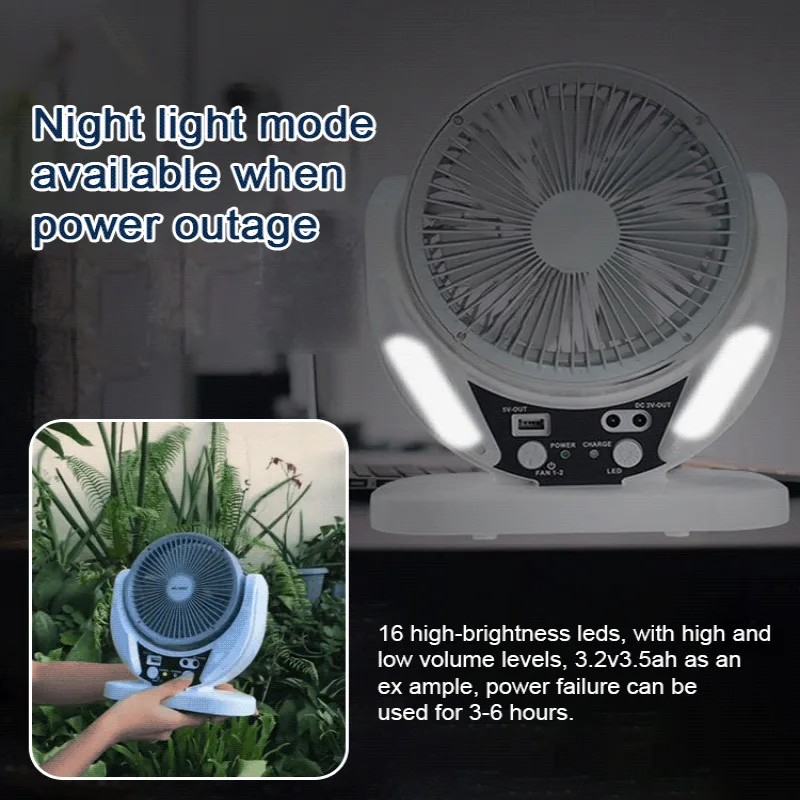 مروحة توزيع الطاقة الشمسية، متعددة الوظائف، طاقة الرياح العالية، قابلة لإعادة الشحن، ضوء مروحة توزيع الهواء #5