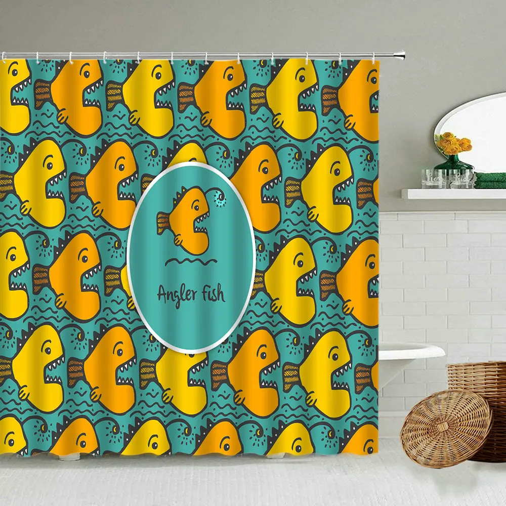 Little yellow duck cute animal shower curtain cartoon children\'s toy boy girl bathroom waterproof screen send hook