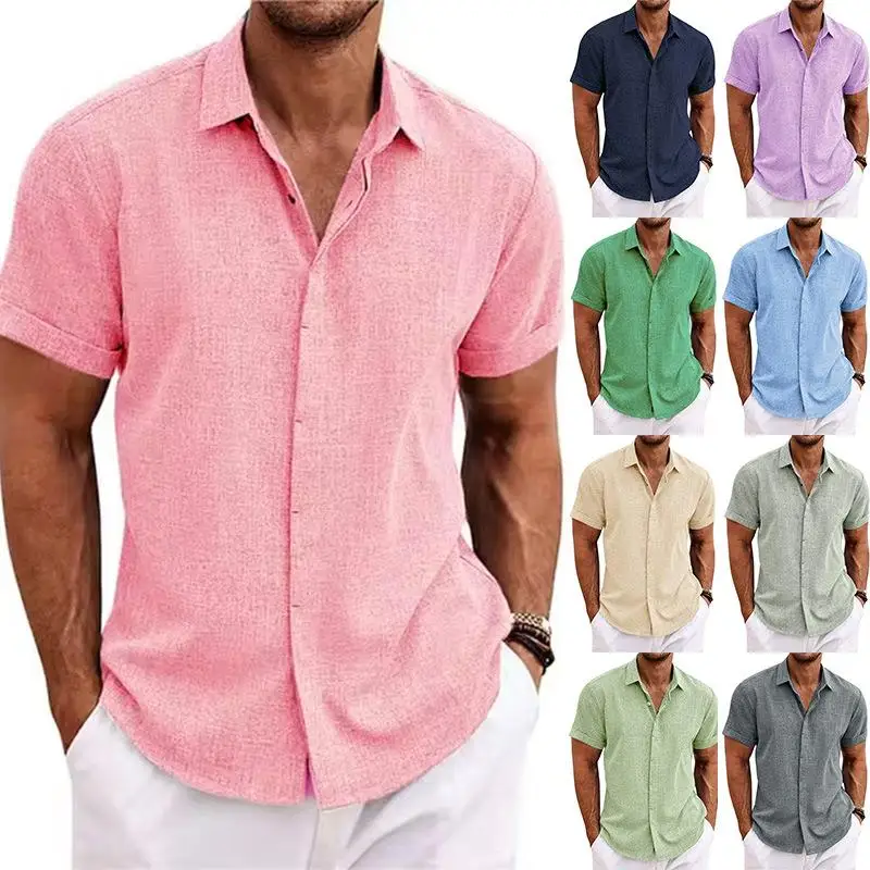 

Men's Linen ort Sve T-irt Sweatirt Breathable Wear Resistant Cotton Casual Summer irt Open Cardigan Pure Color