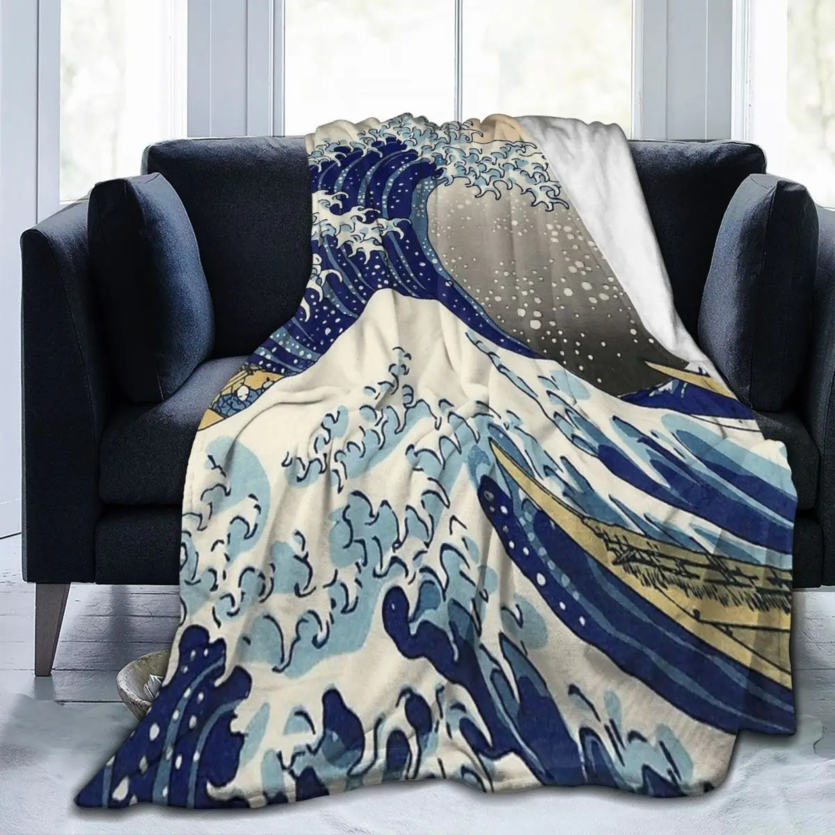 

Great Wave Of Kanagawa Blankets Flannel Sofa Throw Blanket Super Soft for Couch Bedding Office Throws Bedspread Quilt