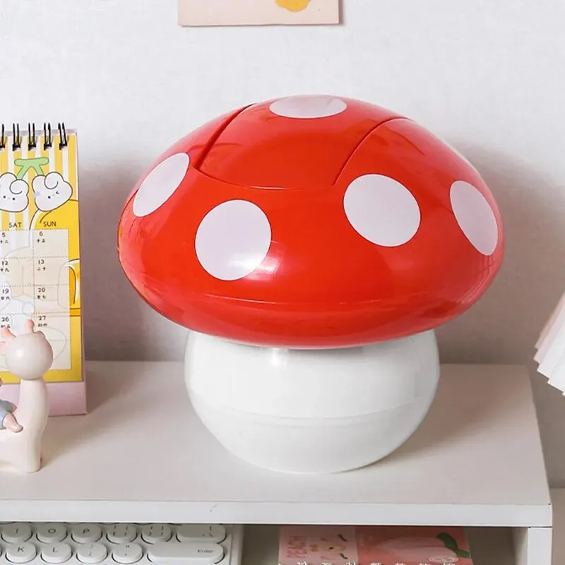 Mushroom Mini Trash Can with Lid,Desktop Trash Can,Countertop Mini Garbage Cans, Mini Trash Can for Desk,Tiny Waste Basket