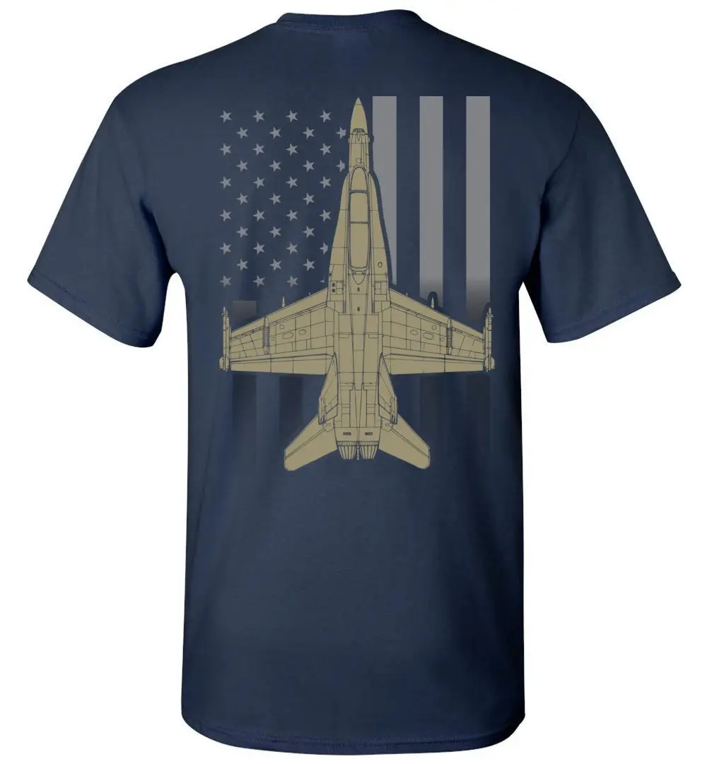 Creative Design American Flag F/A-18 Super Hornet Attack Aircraft T-Shirt. Summer Cotton Short Sleeve O-Neck Mens T Shirt New