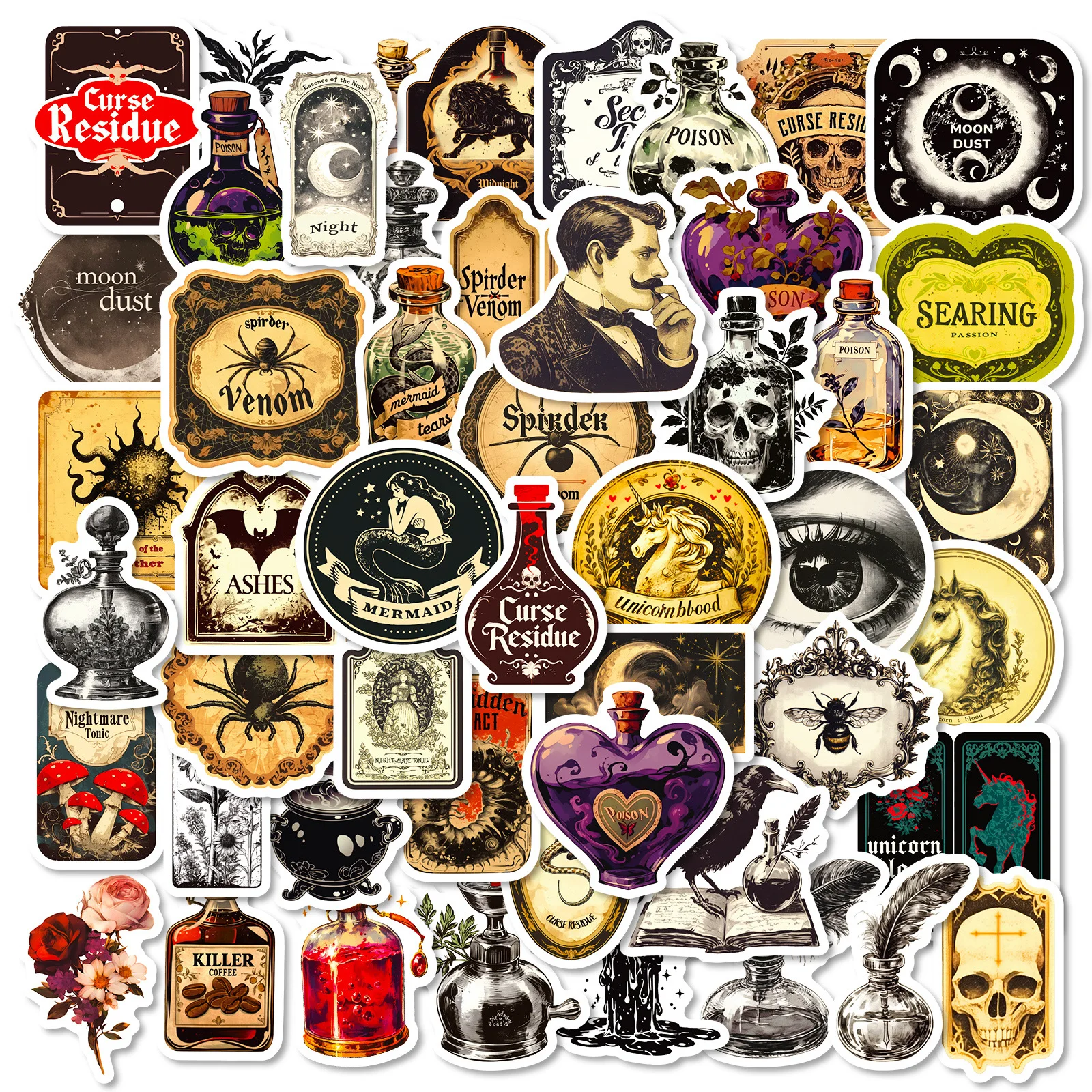 

10/30/50PCS Gothic Style Pharmacist Retro Graffiti Creative Decorative Stickers Waterproof Decals DIY Refrigerator Scooter