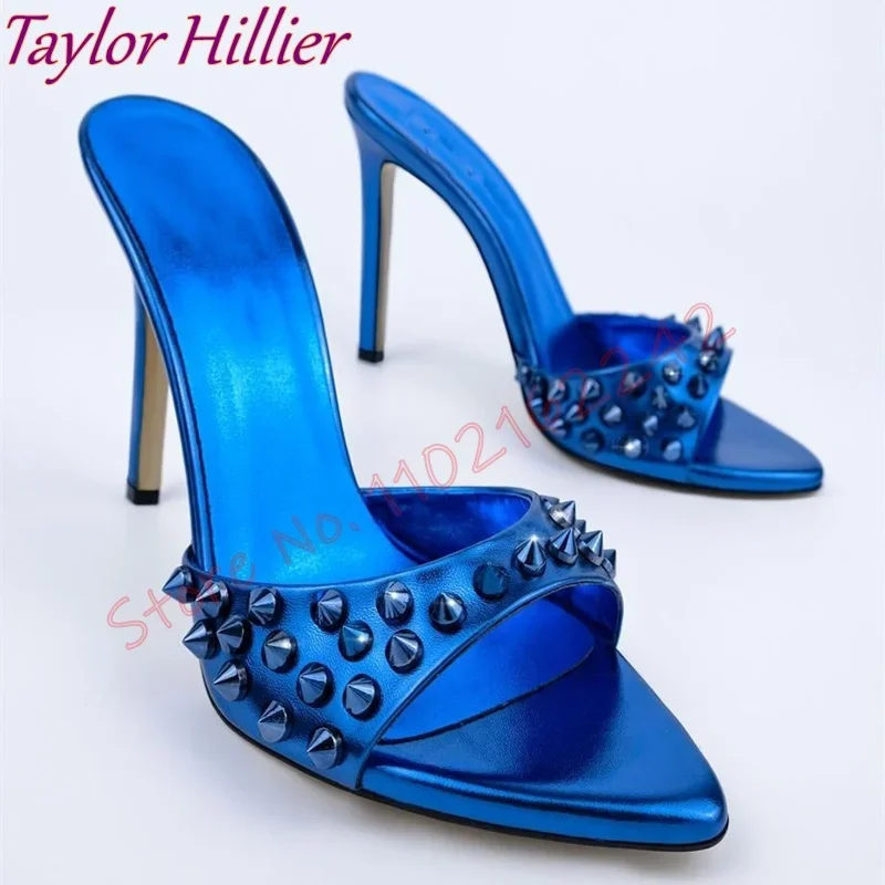 مثير الذهب برشام النعال جولة تو خنجر الفم الضحلة عالية الكعب الصنادل الحفلات العصرية أنيقة لباس خارجي النعال #4