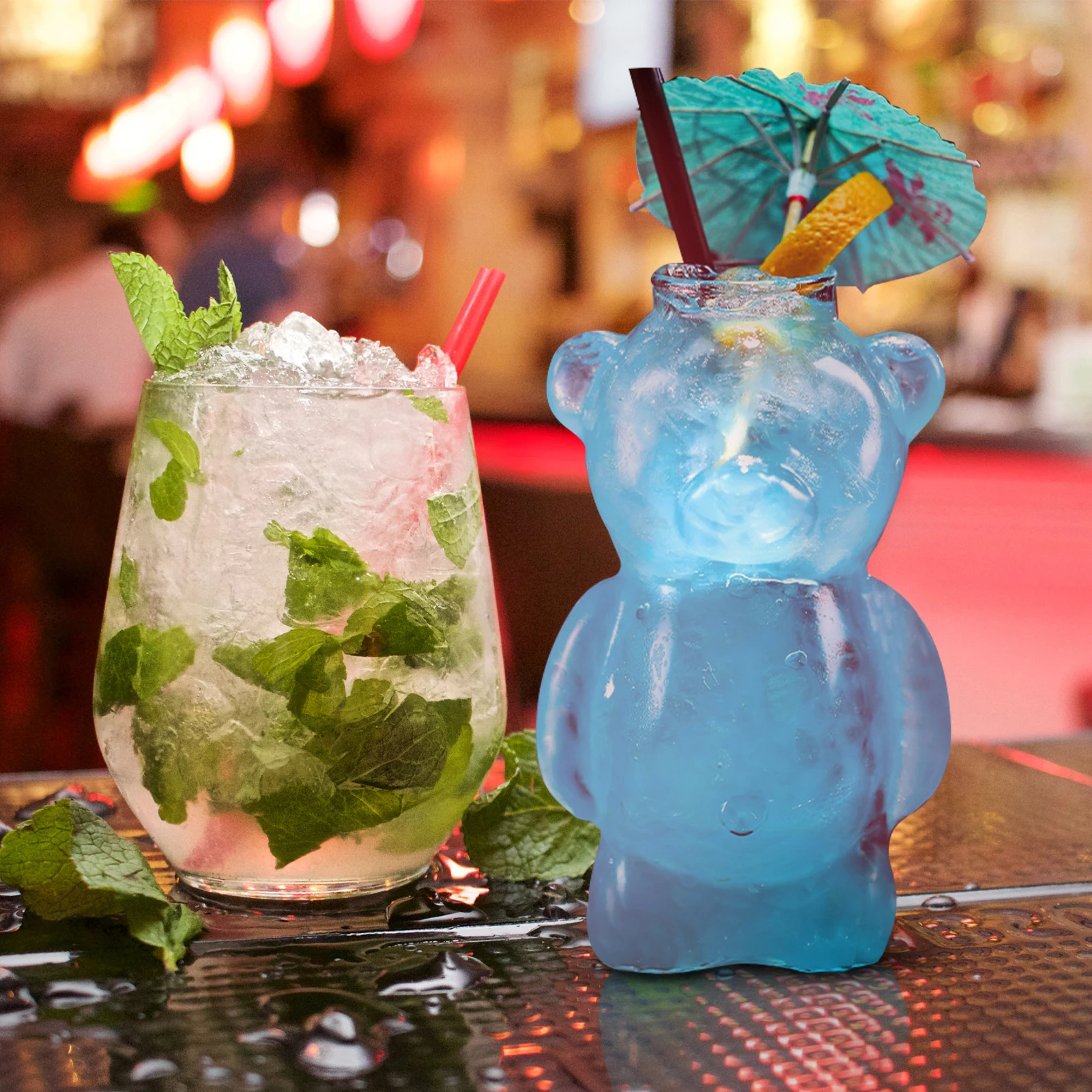 1 قطعة كوب كوكتيل الدب الشفاف نوعية جيدة تجربة شرب مريحة للحانات المنازل المقاهي كوب كوكتيل #3