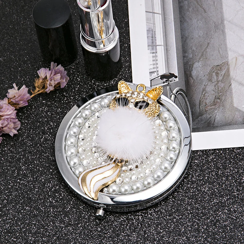 접이식 휴대용 양면 화장 거울 여우 모양의 소형 경량 확대 거울 여행 여성 액세서리