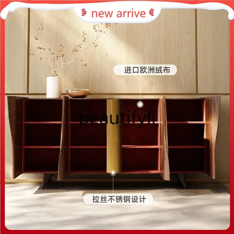 

D2520 Solid wood dining side cabinet locker living room retro storage cabinet