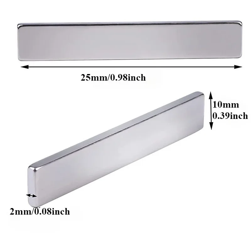 10 مقاس غير قياسي 25 × 10 × 2 مم مغناطيس مستطيل، مغناطيس ممدود، ومغناطيس مصغر. مناسبة لمكتبة الأدوات
