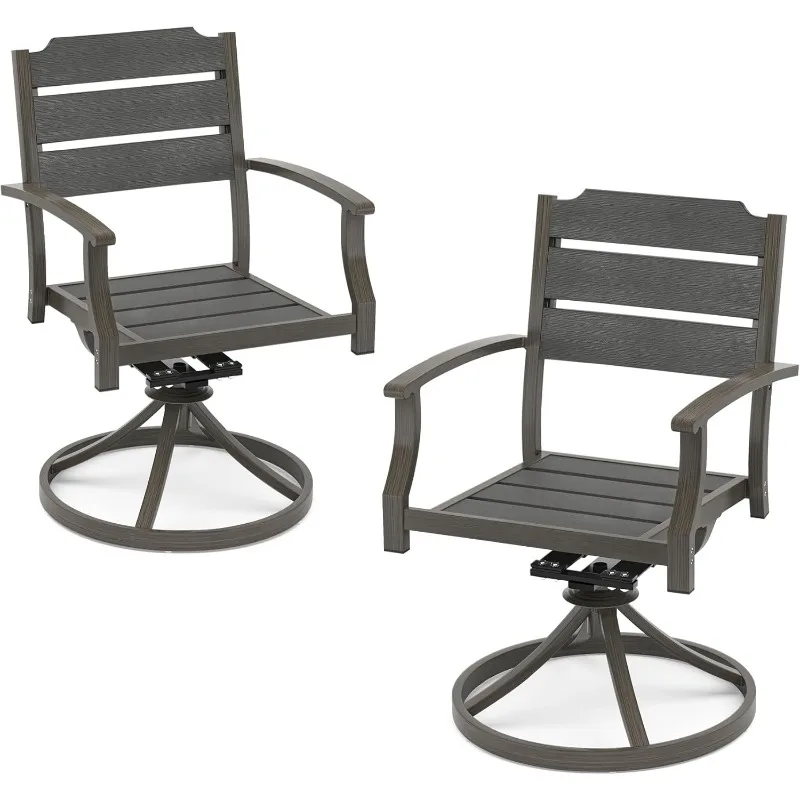 

Outdoor Dining Chair Set of 2, Swivel Rocking Patio Chairs, HDPE Seat with Aluminum Frame Patio Dining Chairs