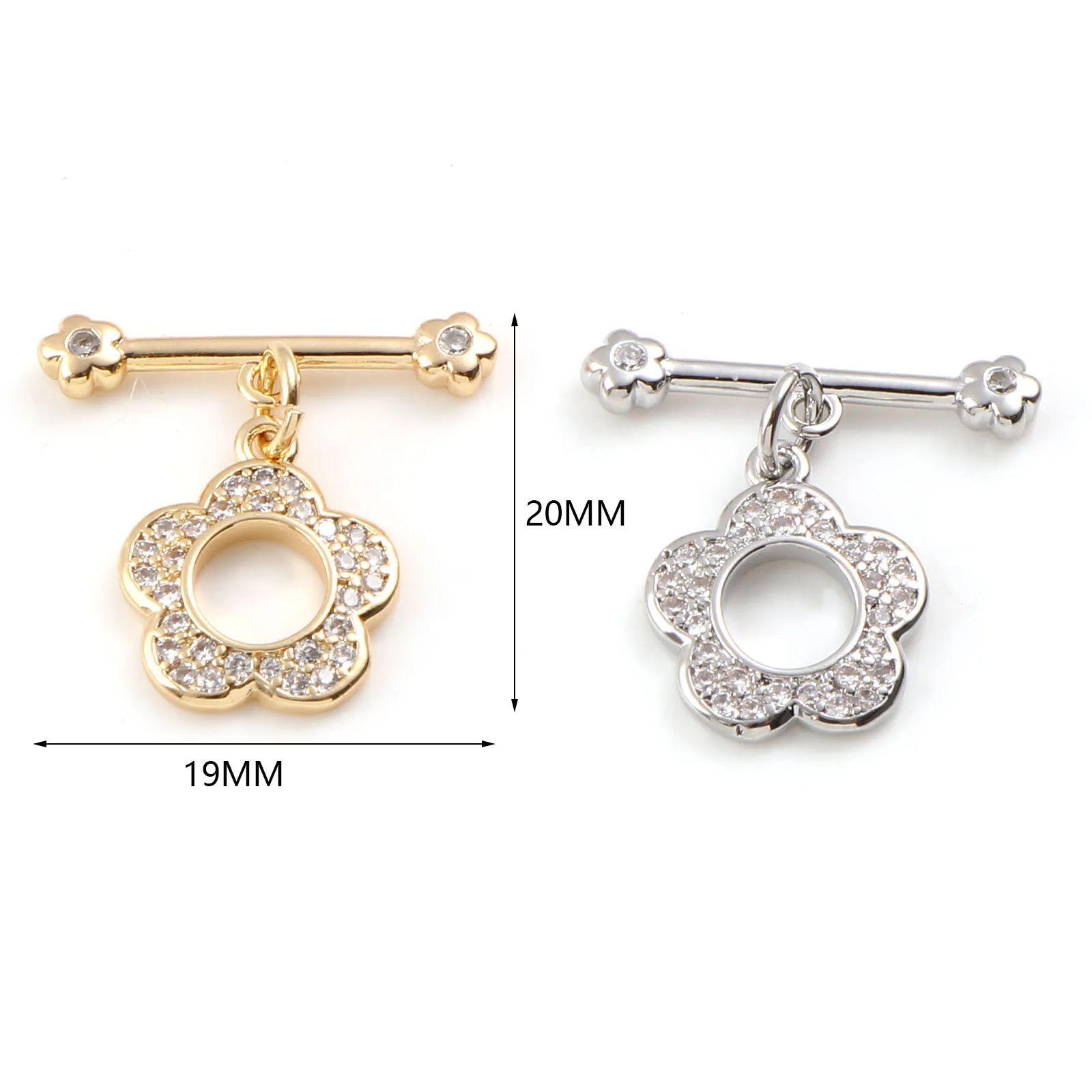 Copper Toggle Clasps Gold/Silver Color Flower Hollow Dor DIY Making Necklace Bracelets Jewelry Accessories 20mm x 19mm,1PCs