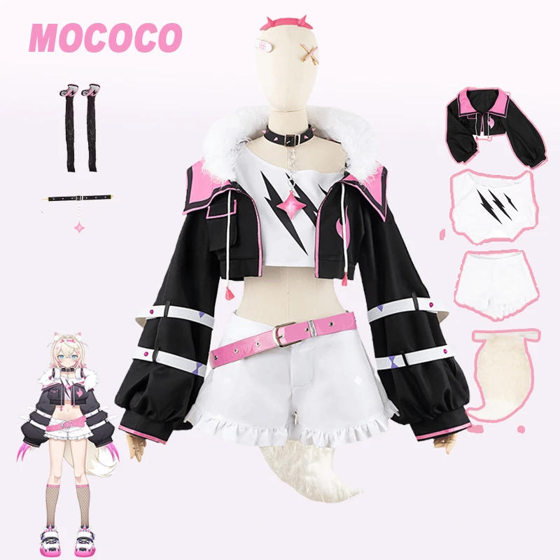 

Vtuber Hololive NIJISANJI EN Mococo Cosplay Costumes Sweet Lovely Halloween Carnival Party Role Play Outfit with Tail for Girls