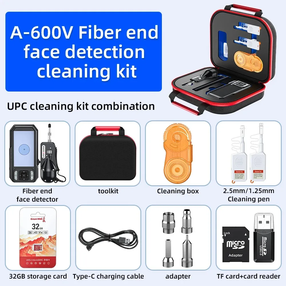 A-600V Fiber End Face Detector Microscope Optical Cleaning Tool for Precision Optical Components Fiber Optic Cleaning Kit